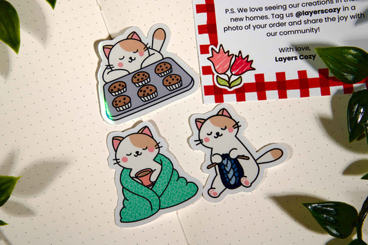 Cozy Cats Holographic Stickers